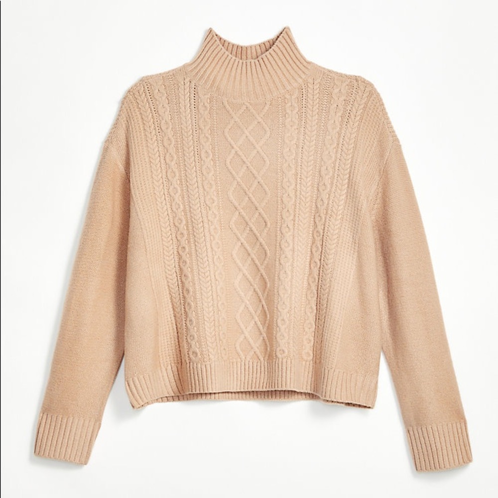 NWT Loft Turtleneck Cable Sweater
